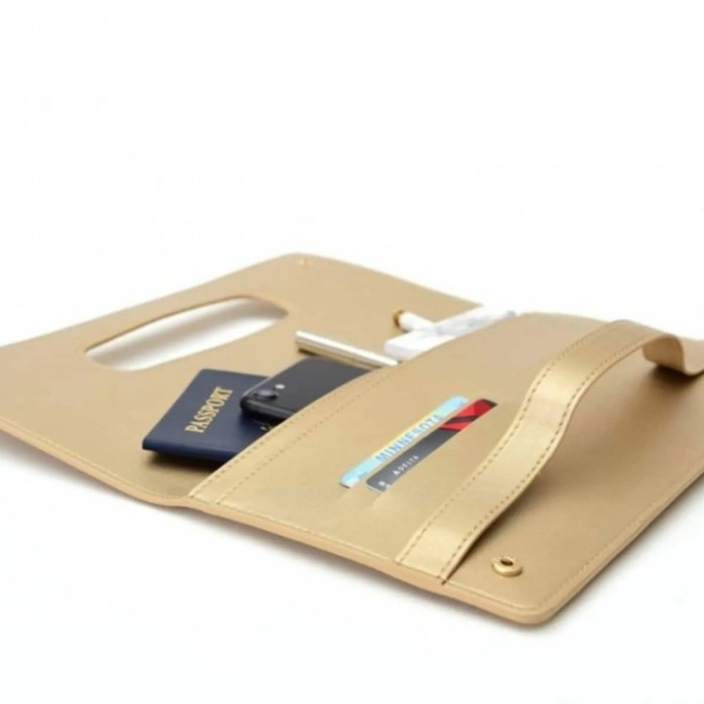 Gold Vegan Leather Clutch Bag & Wallet